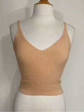 Amante Juniors Nude Ribbed Knit Tank Top Size XS Cottagecore Coastal Minimalist